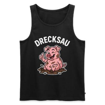 Dirty Pig – Funny Pig Shirt - Men's Premium Organic Tank Top - black - Front - Michal (187cm)