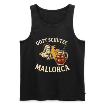 God bless Mallorca – Sangria & Sun - Men's Premium Organic Tank Top - black - Front - Michal (187cm)