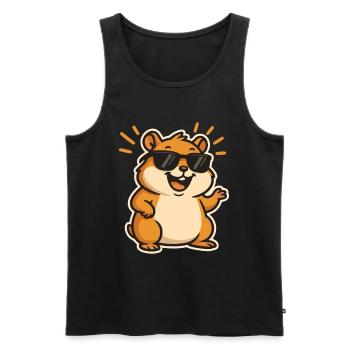 Hamster décontracté avec des lunettes de soleil - Débardeur bio Premium Homme - noir - Devant - AI Model Male 178 light (178cm)