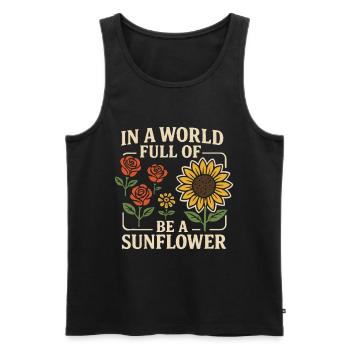 Sei die Sonnenblume – Sei du selbst - Männer Premium Bio Tank Top - Schwarz - Vorne - AI Model Male 178 light (178cm)