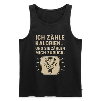 Compteur de calories balances disant T-shirt - Débardeur bio Premium Homme - noir - Devant - AI Model Male 178 light (178cm)
