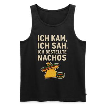 Ich kam ich sah ich bestellte Nachos Shirt - Männer Premium Bio Tank Top - Schwarz - Vorne - Michal (187cm)
