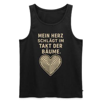 Herz aus Holz – Naturliebhaber Edition - Männer Premium Bio Tank Top - Schwarz - Vorne - AI Model Male 178 light (178cm)
