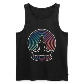 Zen-Meditation Wellenkreise - Männer Premium Bio Tank Top - Schwarz - Vorne - Michal (187cm)
