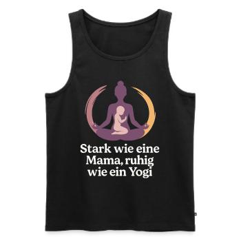 Stark wie eine Mama, ruhig wie ein Yogi - Männer Premium Bio Tank Top - Schwarz - Vorne - AI Model Male 178 light (178cm)
