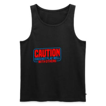 Caution Does Not Play Well With Others 36 - Männer Premium Bio Tank Top - Schwarz - Vorne - AI Model Male 178 light (178cm)