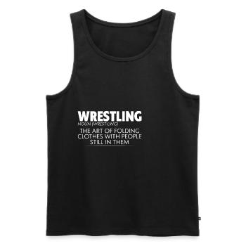 Wrestling, The Art Of Folding Clothes 2 - Men's Premium Organic Tank Top - black - Front - Michal (187cm)