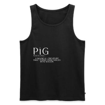 Pig, A Creature That Turns Vegetables Into Bacon 4 - Men's Premium Organic Tank Top - black - Front - AI Model Male 178 light (178cm)
