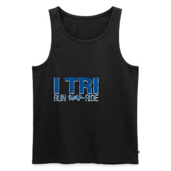 I Tri, Run Swim Ride 3 - Débardeur bio Premium Homme - noir - Devant - Michal (187cm)