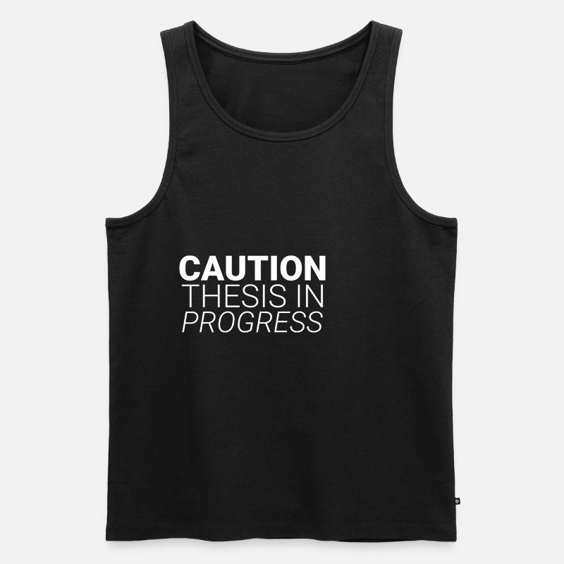 Caution Thesis In Progress - Männer Premium Bio Tank Top - Schwarz
