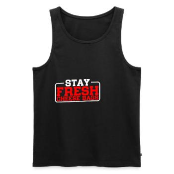 Stay Fresh Cheese Bags 34 - Men's Premium Organic Tank Top - black - Front - AI Model Male 178 light (178cm)