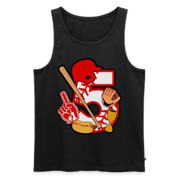 Fête du 5e anniversaire de baseball Numéro 5 - 5 ans - Débardeur bio Premium Homme - noir - Devant - Michal (187cm)