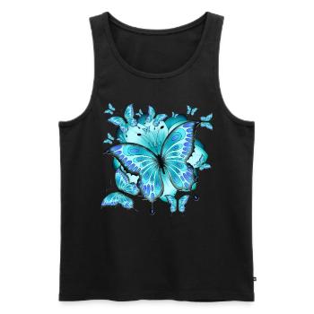 Butterflies with flower - Men's Premium Organic Tank Top - black - Front - Michal (187cm)
