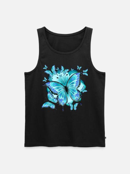 Schmetterlinge mit Blume - Männer Premium Bio Tank Top - Schwarz