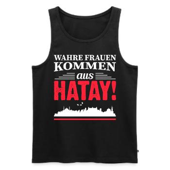 Wahre Frauen kommen aus Hatay - Männer Premium Bio Tank Top - Schwarz - Vorne - AI Model Male 178 light (178cm)