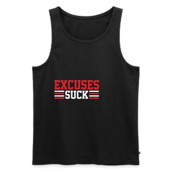 Excuses Suck 6 - Débardeur bio Premium Homme - noir - Devant - AI Model Male 178 light (178cm)