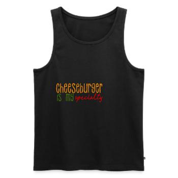 Le cheeseburger est ma spécialité 3 - Débardeur bio Premium Homme - noir - Devant - Michal (187cm)