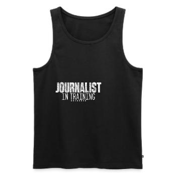 Journaliste en formation 3 - Débardeur bio Premium Homme - noir - Devant - Michal (187cm)