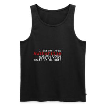 Je souffre d’autoritourne, un besoin d’écrire 3 - Débardeur bio Premium Homme - noir - Devant - AI Model Male 178 light (178cm)