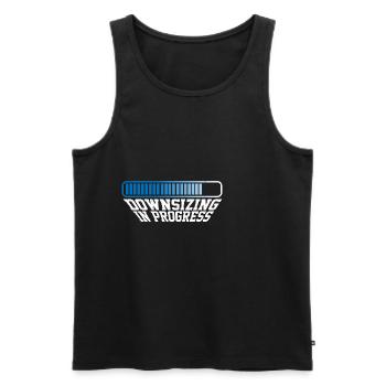 Downsizing In Progress 21 - Männer Premium Bio Tank Top - Schwarz - Vorne - AI Model Male 178 light (178cm)