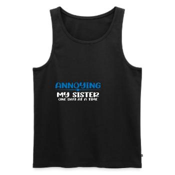Annoying My Sister One Day At A Time 4 - Men's Premium Organic Tank Top - black - Front - AI Model Male 178 light (178cm)