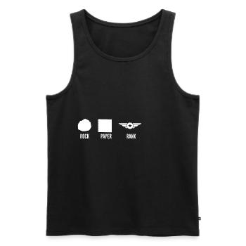Rock Paper Rank 2 - Men's Premium Organic Tank Top - black - Front - AI Model Male 178 light (178cm)