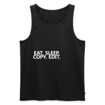 Eat Sleep Copy Edit 4 - Men's Premium Organic Tank Top - black - Front - AI Model Male 178 light (178cm)