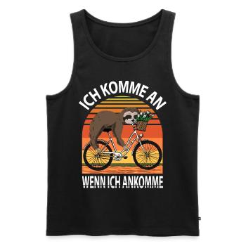 Fahrrad Faultier - Ich komme an wenn ich ankomme - Männer Premium Bio Tank Top - Schwarz - Vorne - Michal (187cm)