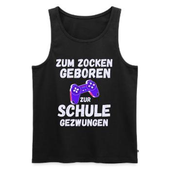 Gamer Spruch Gaming Sprüche Schule - Männer Premium Bio Tank Top - Schwarz - Vorne - Michal (187cm)