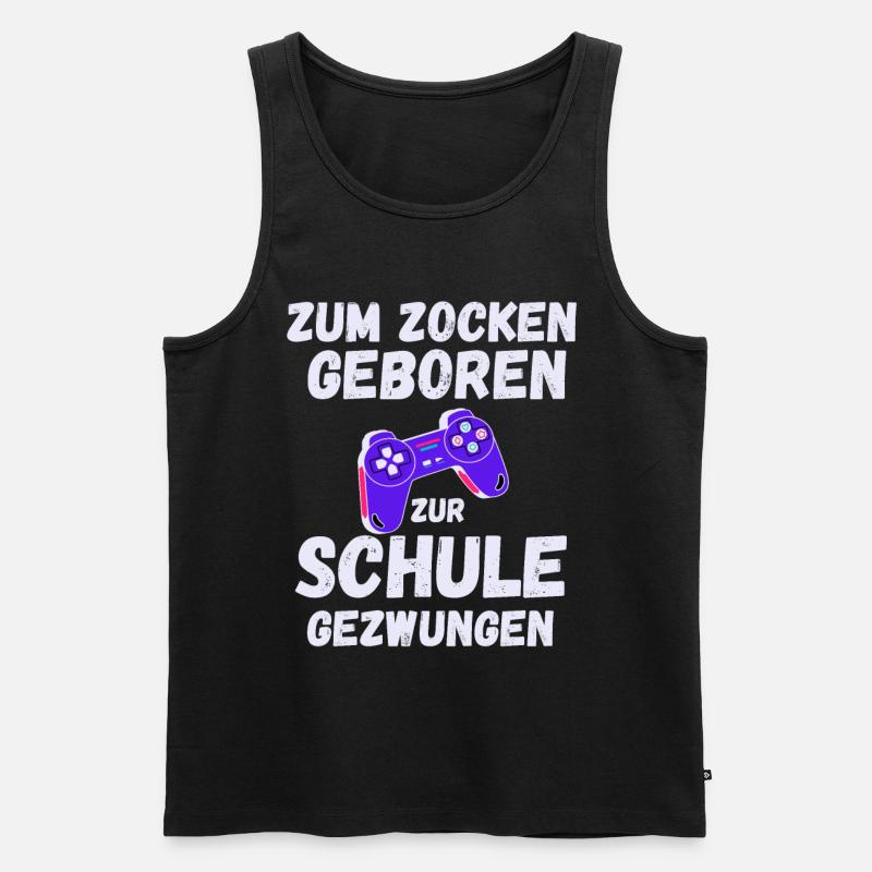 Gamer Spruch Gaming Sprüche Schule - Männer Premium Bio Tank Top - Schwarz