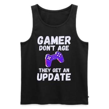GAMER don't age they get an update Gaming - Men's Premium Organic Tank Top - black - Front - Michal (187cm)