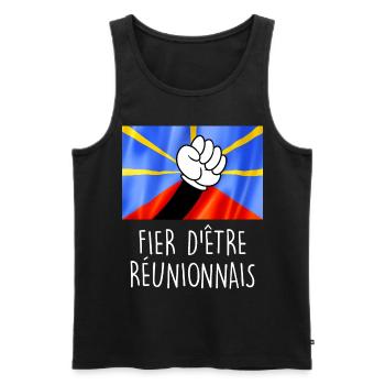 Fier d'être réunionnais Cadeau Drapeau Réunion - Débardeur bio Premium Homme - noir - Devant - Michal (187cm)