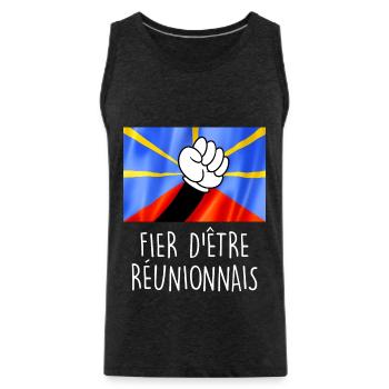 Fier d'être réunionnais Cadeau Drapeau Réunion - Débardeur bio Premium Homme - charbon - Devant - Alexander (188cm)
