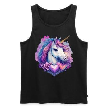 Unicorn Head - Men's Premium Organic Tank Top - black - Front - AI Model Male 178 light (178cm)
