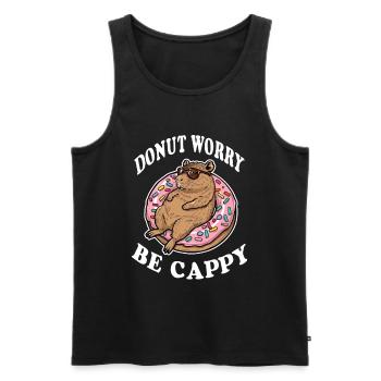 Donut Worry be Cappy Capybara - Men's Premium Organic Tank Top - black - Front - Michal (187cm)