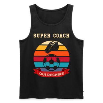 Supertrainer, der den Humor im Fußball zerreißt - Männer Premium Bio Tank Top - Schwarz - Vorne - Michal (187cm)
