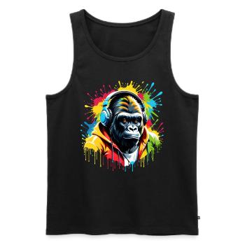 T-shirt gorille unisexe pour mélomane - Débardeur bio Premium Homme - noir - Devant - Michal (187cm)