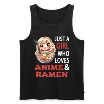 Just A Girl Who Loves Anime and Ramen - Men's Premium Organic Tank Top - black - Front - Michal (187cm)