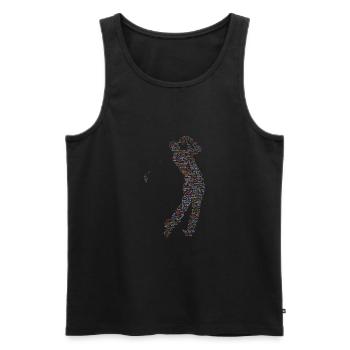 Tee graphique de golf avec conception de motifs de mots. - Débardeur bio Premium Homme - noir - Devant - AI Model Male 178 light (178cm)