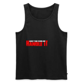 Ajustez votre couronne et manipulez-la 7 - Débardeur bio Premium Homme - noir - Devant - AI Model Male 178 light (178cm)
