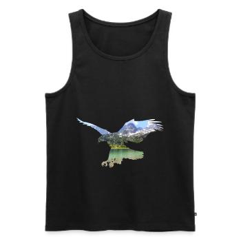 Eagle lake mountain mountains fly clouds shirt - Men's Premium Organic Tank Top - black - Front - AI Model Male 178 light (178cm)