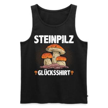Steinpilz Glücksshirt Pilz Sammler - Männer Premium Bio Tank Top - Schwarz - Vorne - Michal (187cm)