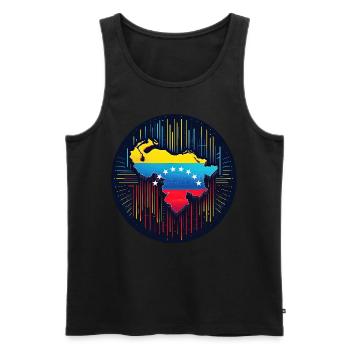 Neon Venezuela Karte - Männer Premium Bio Tank Top - Schwarz - Vorne - AI Model Male 178 light (178cm)