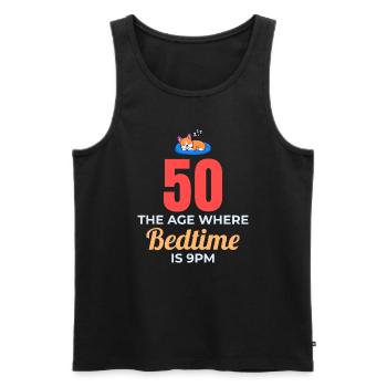 50th Birthday Bedtime 9PM Corgi Funny - Men's Premium Organic Tank Top - black - Front - Michal (187cm)