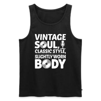 Vintage Soul Style Classique Corps Usé 50ème Anniversaire - Débardeur bio Premium Homme - noir - Devant - AI Model Male 178 light (178cm)