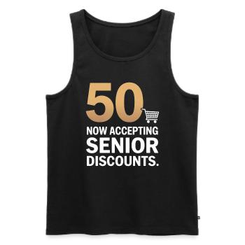 50 Senior Discounts Now Accepting Funny - Men's Premium Organic Tank Top - black - Front - Michal (187cm)