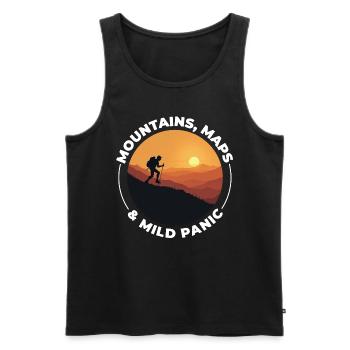 Hiking Mountain Sunset Adventure Outdoor Explore - Men's Premium Organic Tank Top - black - Front - Michal (187cm)