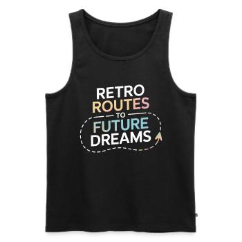 Retro Routes Future Dreams Boussole Carte - Débardeur bio Premium Homme - noir - Devant - AI Model Male 178 light (178cm)