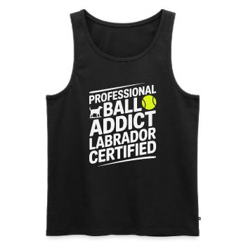 Ball Addict Labrador zertifizierter lustiger Hund - Männer Premium Bio Tank Top - Schwarz - Vorne - AI Model Male 178 light (178cm)