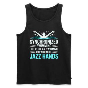 Natation synchronisée Jazz Mains Nageur Humour - Débardeur bio Premium Homme - noir - Devant - Michal (187cm)